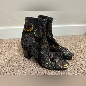 Hispanitas Portia Floral Stretch Velvet Bootie Size 38
